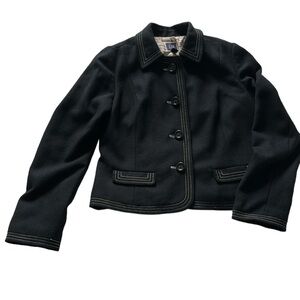 Gap Black and White Slightly Cropped Wool Blazer